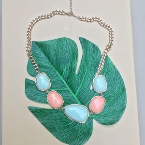 NWOT Peach and Blue Stone Statement Necklace
